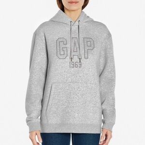 Gap 1969 Logo Unisex Hoodie Fleece-Lined Heather Gray